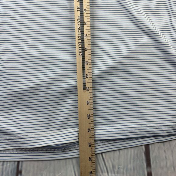 Criquet Polo Shirt Mens Medium Blue Striped Stretch Performance Golf Logo - Picture 9 of 10